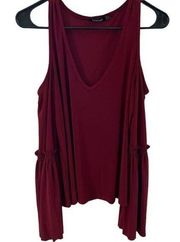 BooHoo Long Sleeve Shoulder Cut Out Maroon Blouse