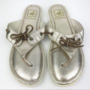 Sperry Topsider Leather Flip Flops Metallic Size 7