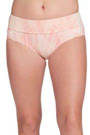 Calia Mid Rise Weave Boyshort Bikini Bottom in Soft Palms Coral