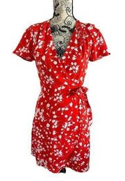 J CREW Red White Floral Wrap Dress Size 00