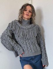 ZARA Fringed Knit Sweater Grey