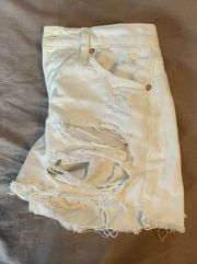 Free People Ripped White Jean Shorts