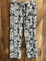 Cynthia Rowley black floral pants-wide leg size medium