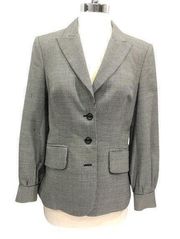 Carolina Herrera Womens Size 6 Virgin Wool Houndstooth Blazer TINY FLAW