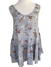 PPLA Gauzy Oversized Boho Floral Baby Doll Top XS NWT