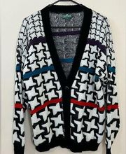 Vintage 90’s Cabin Creek Artsy Bold Print Acrylic Cardigan Sweater L