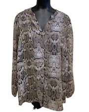 Faded Glory Snakeskin Print Tunic Top Beige Black Size 2X