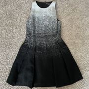 ARMANI EXCHANGE Gray Black Speckle Ombre Fit & Flare Pleated Dress Size 4 Pocket