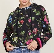 PAM & GELA Floral Boxy Cropped Cutoff Hoodie Pullover Sweatshirt