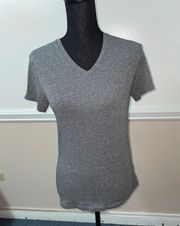 H & M Dark Heather Grey V-Neck Short Sleeve Tee Shirt Size X-Small