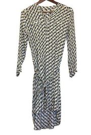 Caslon Geometric Textured Belted Dress High Low Midi Split Retro Western Sz S