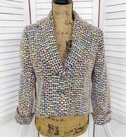 Hillard & Hanson Pastel Multi Tweed Blazer Jacket 6P Two Button