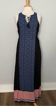 Artisan NY Black Blue Red Sleeveless Maxi Dress Size XS