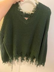 Green Distressed Sweater