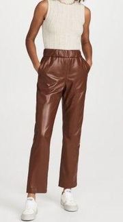 💕ANINE BING💕 Colton Track Pant ~ Faux Leather High Rise Brown Small S NWT