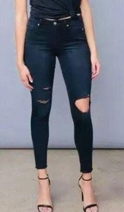 Good American Good Legs Blue/Black High Rise Skinny Distressed Jeans Size 2/26