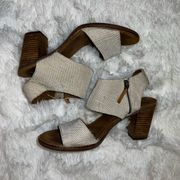 Women’s Tom’s Heels with Canvas Straps and Thick Wooden Block Heel size 9.5