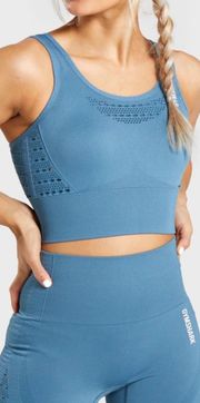 Gymshark ENERGY+ SEAMLESS CROP TOP - Blue Stone