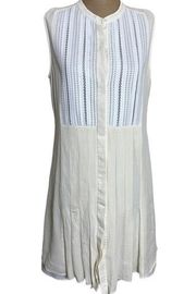 Vince cream silk lace bib button front dress size 8