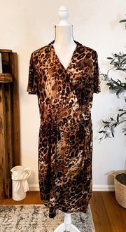 Leopard Faux Wrap Dress Size 14/16