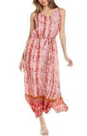 BeachLunchLounge Lynette Tie Dye Maxi Dress Sleeveless Red Multi Women’s Large