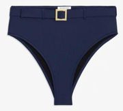 We Wore What Women's Emily Belted Bikini Bottom Navy Size XL NWT