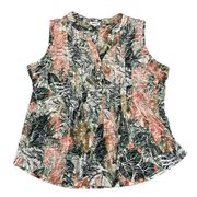 Westport Sleeveless V-Neck Fern Floral Flowy Blouse Shirt XL Petite