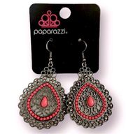 Coral and silver tear drop earrings