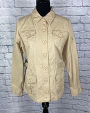 button up chino jacket tan size large