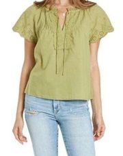DENIM DYLAN EMBROIDERED DETAIL TOP Green Size Large