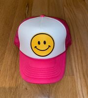 Smiley Face Trucker Hat Pink/white