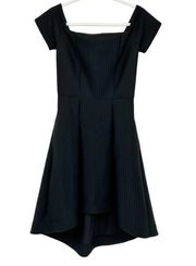Rachel Rachel Roy Womens Textured Striped Off The Shoulder Dress Size 6 Black