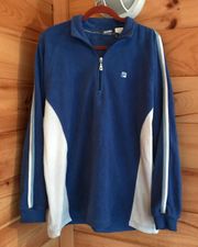 FILA ADORABLE BLUE/WHITE  FLEECE QUARTER ZIP PULLOVER SWEATSHIRT TOP