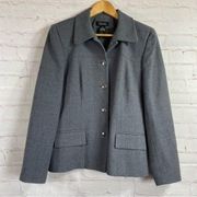 Rafaella Womens Blazer Jacket Sz 10 Wool Line Solid Gray Career Office Button
