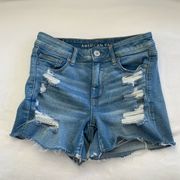 American Eagle High Rise Denim Shortie Shorts Size 4