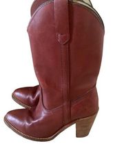 Vintage Frye brown cognac western cowboy boots heels women’s 6.5 B Made in USA