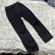 Abercrombie & Fitch Curve Love Ripped The Ankle Straight Ultra High Rise Jean