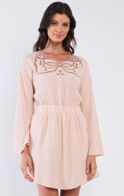 Nude Butterfly Cut Out Long Sleeve Dress