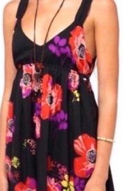 Roxy Love Seeker Black Floral Open Back Dress Size Medium