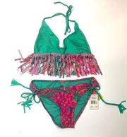 Raisins Fringe sweet pea 2 piece swimsuit Medium