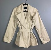 Massimo Dutti trench coat XL short length light khaki cotton belted