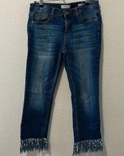 JUDY BLUE High Rise Frayed Hem Cropped Fit Jeans, Size 11/30
