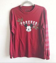 Disney  Tee Forever Mickey Roses Long Sleeve Top Sz M EUC