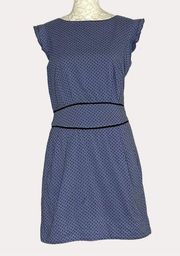 Emily And Fin ModCloth Pleated Mini Dress Polka Dot Blue S bv