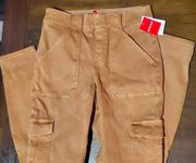 Cargo Stretch High Waist Pants with Tummy Control New Size XL Golden Brown