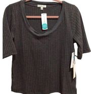 Stitch Fix NEW NWT Nine Britton short sleeve Scoop neck knit top Large L Grey