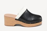 Faux-Leather Sherpa-Lined Clogs