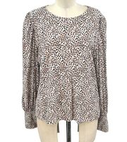 Nation LTD Loren Printed Balloon Sleeve Top In Spotted Print Size Large