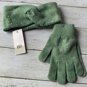 5/$25 NWT BP Women's Headwrap and Gloves in Green Jewel