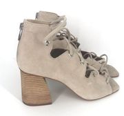 VINCE CAMUTO NAHARA BEIGE LACE UP STACK HEEL SANDALS WOMENS SIZE 8.5 RETAIL $169